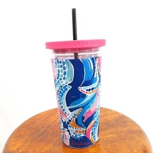 Lilly Pulitzer Plastic Tumbler With Straw NWOT